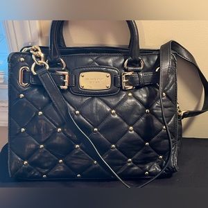 Michael Kors medium gold studded bag w/crossbody strap. Absolute softest leather